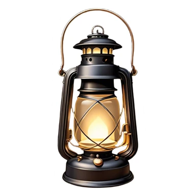 Cinematic Realistic Lantern, an old-fashioned glass lantern with a warm flickering glow, delicate details on the metal handle, softly illuminating the surrounding darkness, glowing with a comforting and nostalgic charm. sticker