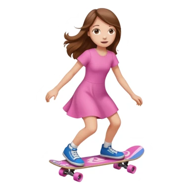 Dinosaur on a skateboard pink dress for girls in  sticker
