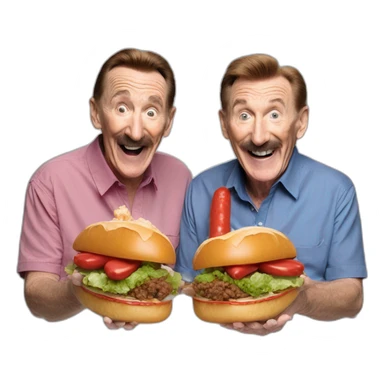 Chuckle Brothers eating the world’s biggest saveloy sticker