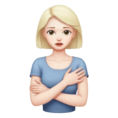 arms crossed holding neck woman dead sticker