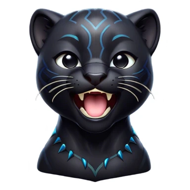 Cinematic Cute Yawning black Panther Portrait Emoji, Head tilted slightly with a dramatic, wide-open yawn, showcasing a sleek, shadowy form with drowsy, half-closed eyes and a relaxed, open expression, Simplified yet irresistibly adorable features, highly detailed, glowing with a soft, cozy dark glow, high shine, relaxed yet expressive, stylized with a dash of whimsical elegance, soft glowing outline, capturing the essence of a drowsy yet affectionate jungle guardian that appears ready to stretch out for a nap! sticker