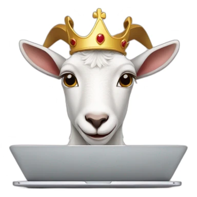 a goat with crown behind the laptop sticker