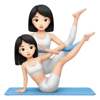 Black hair girl with white clothes pilates princess  sticker