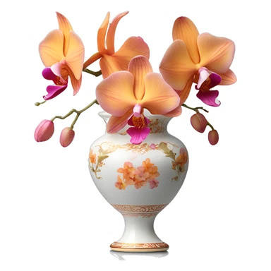 Fine china vase with pink and orange orchids sticker