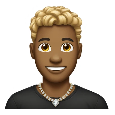 tan male black shirt wearing diamond chain with diamond grillz sticker