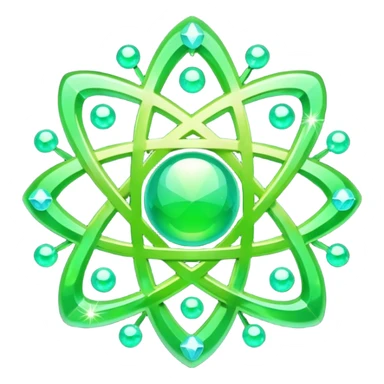 glitter green atomic symbol sticker
