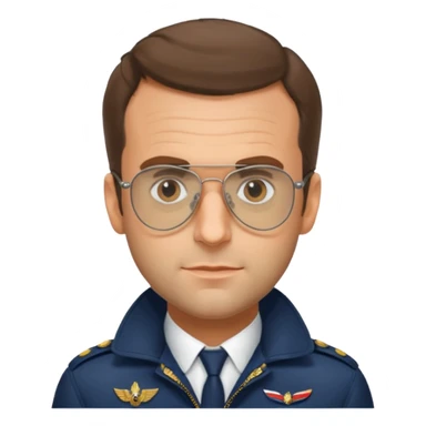Emanuel macron avec des lunettes de pilot d’avion sticker