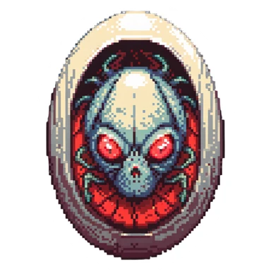 cranial, eye, MRI, SCAN, egg, embryonic, inside of glass egg, alien, eerie, eyes glow red sticker