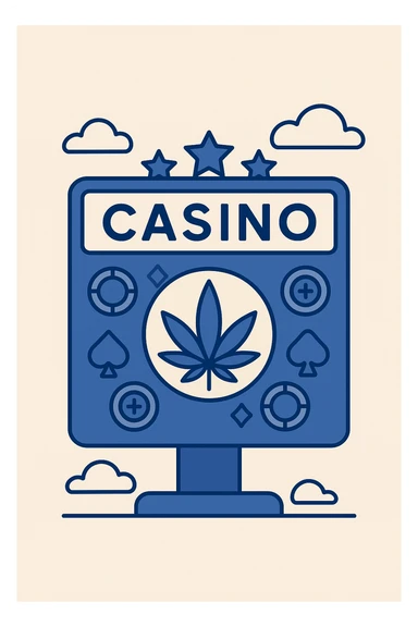 casino board with cannabis motif, modern flat design sticker
