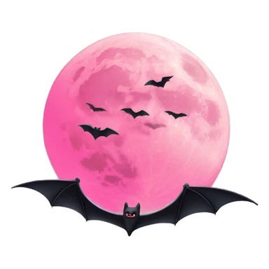 Pink moon with bats flying sticker