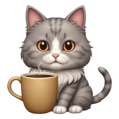 Cat with a cup of coffee sticker