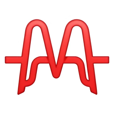 Minimalistic logo for MedSignal, sleek red pulse forming the letters 'AI' inside a smooth geometric shape, glowing red accents, clean white background, no black, conveying high-tech healthcare and AI technology sticker