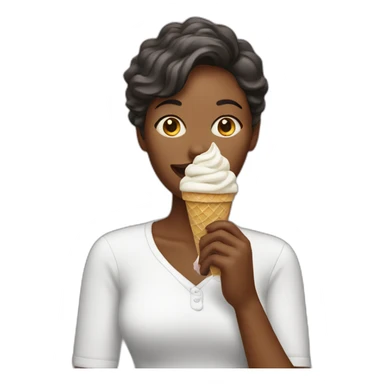Woman eating ice cream sticker