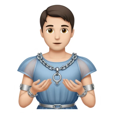Submissive man wearing feminine clothes and chastity cage sticker