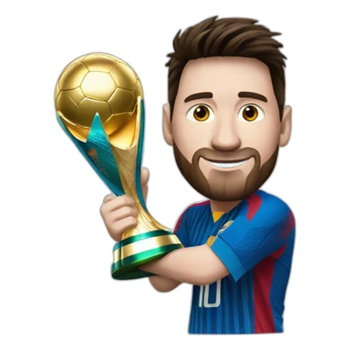Messi with the world cup sticker