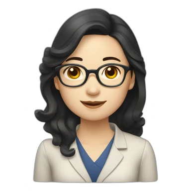 korean french teacher woman with long and wave black hair sticker