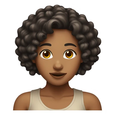 a tan girl with black curly hair and red highlights  sticker