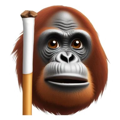 Orangutan with a white stick in mouth with smoke coming off of it sticker