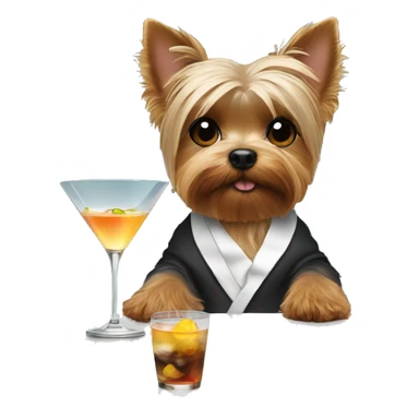 Yorkie drinking a martini  sticker
