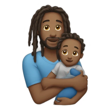 man with dreads with baby in arms  sticker