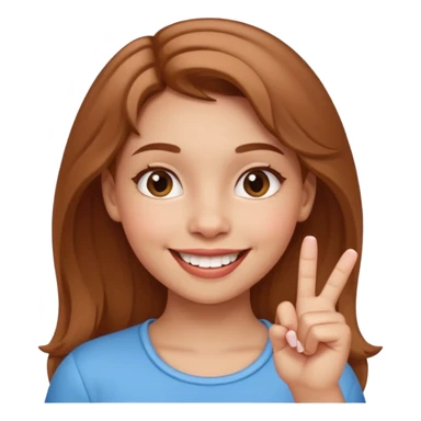 Emoji de una chica con el dedo sobre una esquina de los dientes sonriendo de forma coqueta   sticker