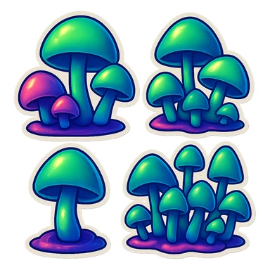 alien mushrooms. make a bunch of mushroom patches like the attached sticker
