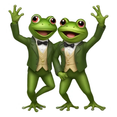 Two frogs, one in front of the other, doing the rose and jack titanic pose sticker