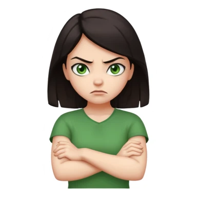 very angry arms crossed girl with dark hair sticker