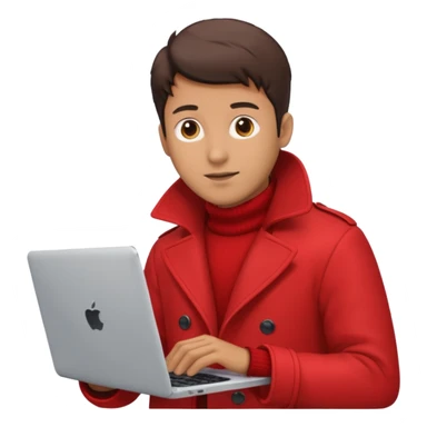 Man in red coat, laptop sticker