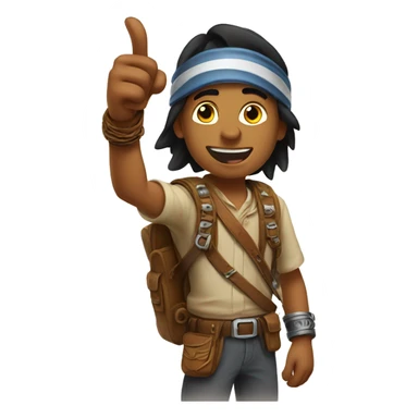 Young adventure guy thumps up indian sticker
