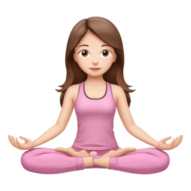 girl with long brunette hair and light brown eyes doing yoga pose wearing light pink clothes sticker