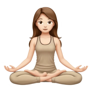 girl long brown hair yoga wearing beige sticker