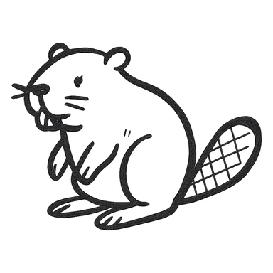 hand drawn beaver with black outline no fill sticker