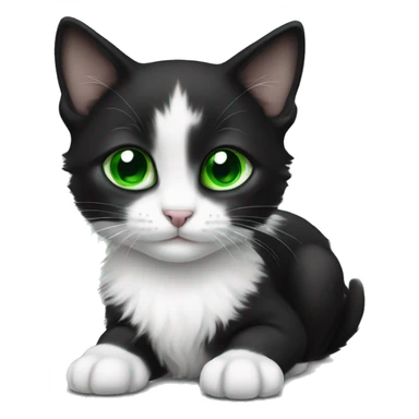 Black and white kitten with green eyes sticker