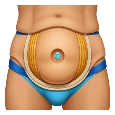 human body, focus on belly, ostomy belt sticker