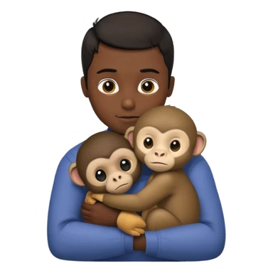 Dark skin male hugging a monkey sticker