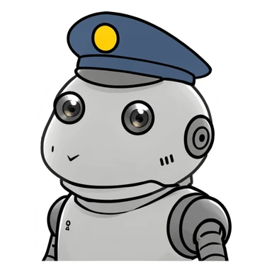 Robot with a detective hat sticker