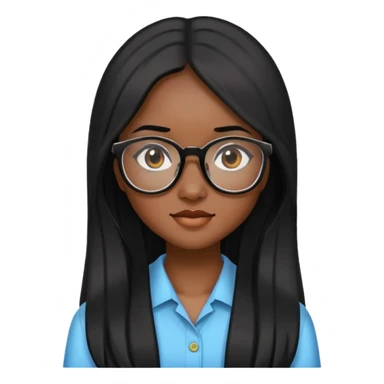 young Vietnamese girl head with long black hair and glasses sticker