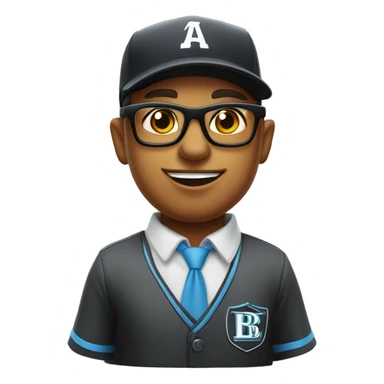 Mulatto star umpire confident business young adult cat pfp with smart glasses, eyes gleaming with redemption sticker