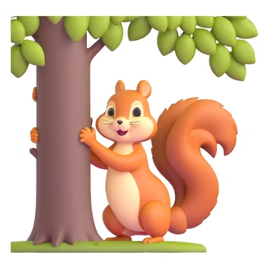 squirrel peeking from behind a tree sticker