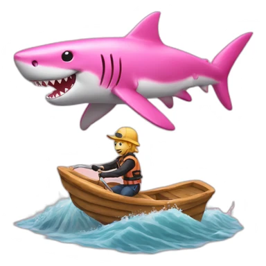 Pink Shark riding tiger sticker