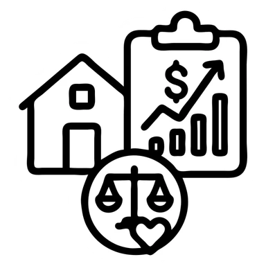 Ícono de real estate que refleje que trabajamos con una estrategia personalizada con visión de ROI y que nuestro método de trabajo nos permite ayudarte a tomar decisiones basadas en datos, rentabilidad y lifestyle. sticker