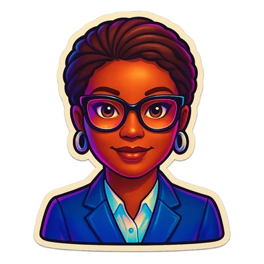 Add glasses to the Kemi Badenoch confident emoji, keep the background transparent. sticker