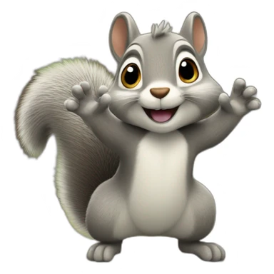 the squirrel stands with its paws open for hugs sticker