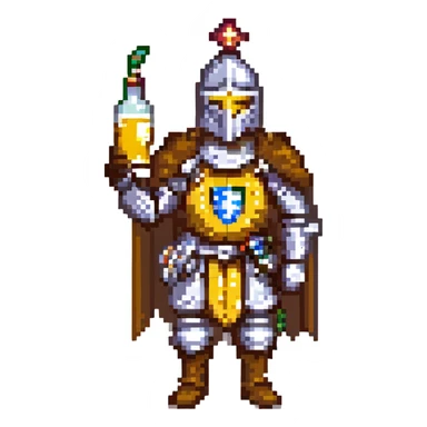 A sticker of a knight with a glass of mead sticker