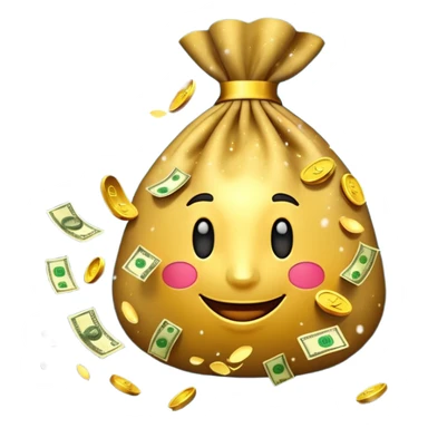 3D emoji style, money bag with dollar bills, New Year theme, snow particles, festive lighting, rich vibe, high detail, transparent background

 sticker