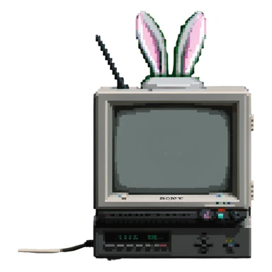 1980s Sony CRT TV with rabbit ears antenna sticker