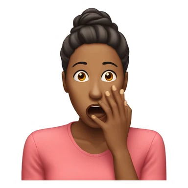 Woman shocked facial expression with hand over her mouth sticker