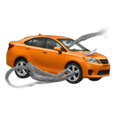 All Orange car entangled with all grey cat sticker