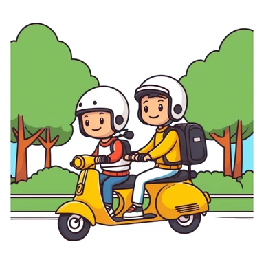 Couple on scooty, sunny day, Phuket roads  sticker